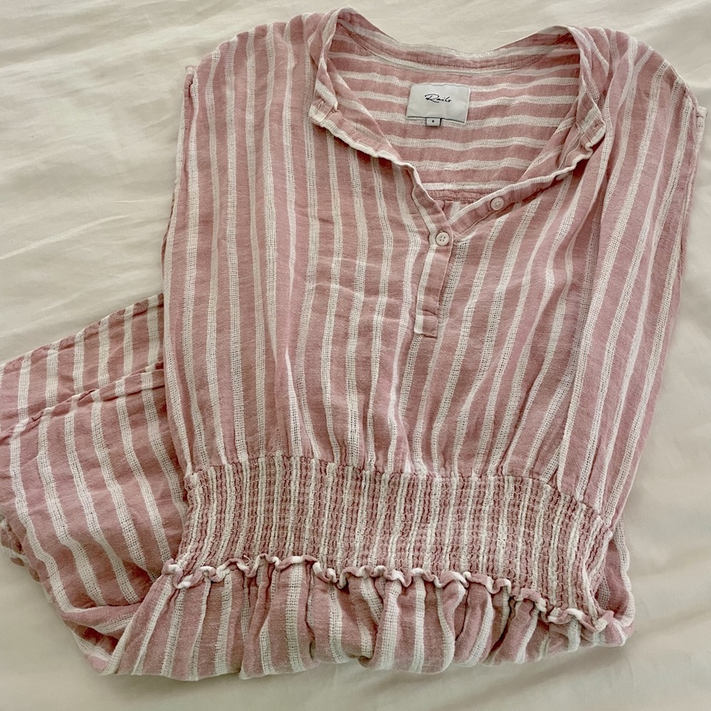 Rails Pink & White Striped Lined Blend Smocked Dress in Size S